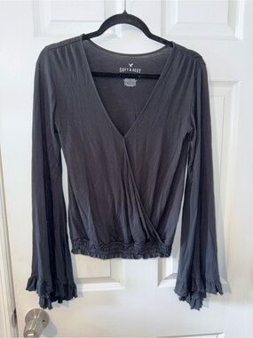 American Eagle Outfitters "Soft & Sexy" Faux Wrap Bell Sleeve Top Womens XS